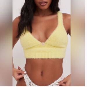 For Love & Lemons Yellow Knit Bralette